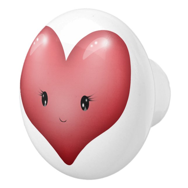 Bouton De Porte En Céramique Coeur rouge doux (Droite)