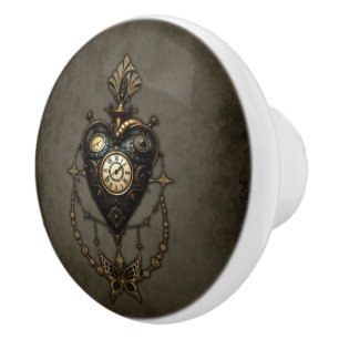Bouton De Porte En Céramique Cœur steampunk
