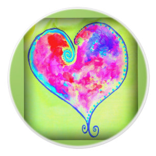 Bouton De Porte En Céramique coeur tourbillonnant rose