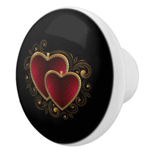Bouton De Porte En Céramique Coeurs