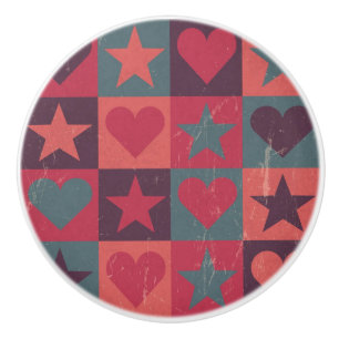 Bouton De Porte En Céramique Coeurs et rose de profil sous convention