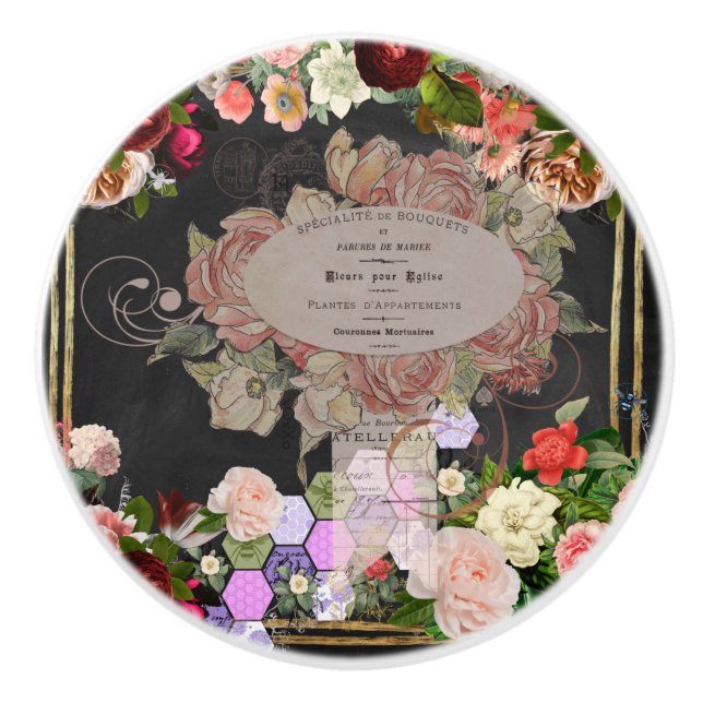 Bouton De Porte En Céramique collage chic Shabby, chic français, rustique du pa (Devant)