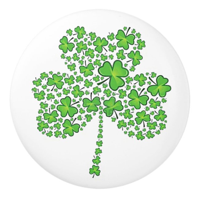 Bouton De Porte En Céramique Collage de shamrock (Devant)