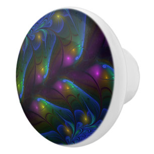 Bouton De Porte En Céramique Coloré Lumineux Abstrait moderne Trippy Fractal