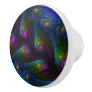 Bouton De Porte En Céramique Coloré Lumineux Abstrait moderne Trippy Fractal