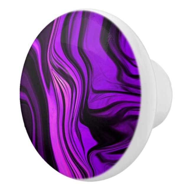 Bouton De Porte En Céramique Conception abstraite violette (Droite)