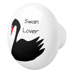 Bouton De Porte En Céramique Conception Black Swan Personnalisé