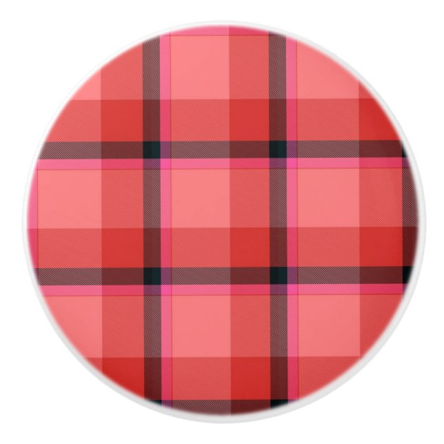 Bouton De Porte En Céramique Conception de tartan (Devant)