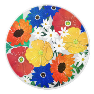 Bouton De Porte En Céramique Conception d'une fillette de peinture à main colo