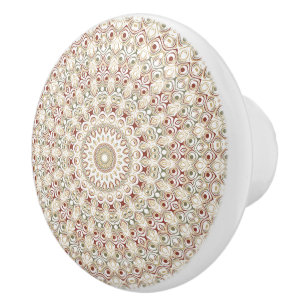 Bouton De Porte En Céramique Conception kaléidoscopique de mandala neutre