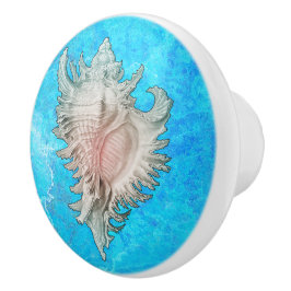Bouton De Porte En Céramique Conch Shell "Beach Life"