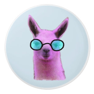 Bouton De Porte En Céramique Cool Pink Llama !