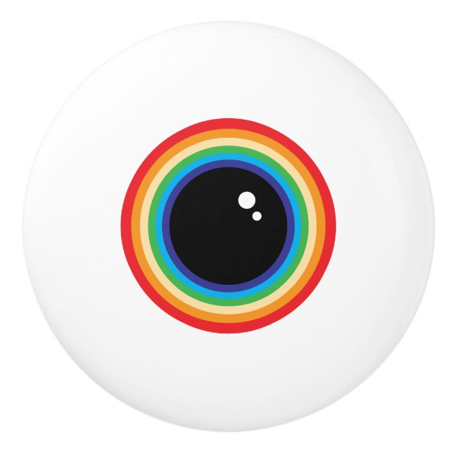 Bouton De Porte En Céramique Cool Rainbow Eyeball (Devant)