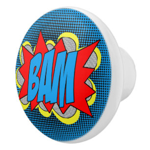 Bouton De Porte En Céramique Cool Vintage de bande dessinée Pop Art Style BAM!