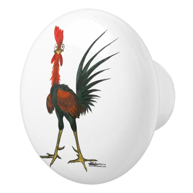 Bouton De Porte En Céramique Coq fou (Droite)