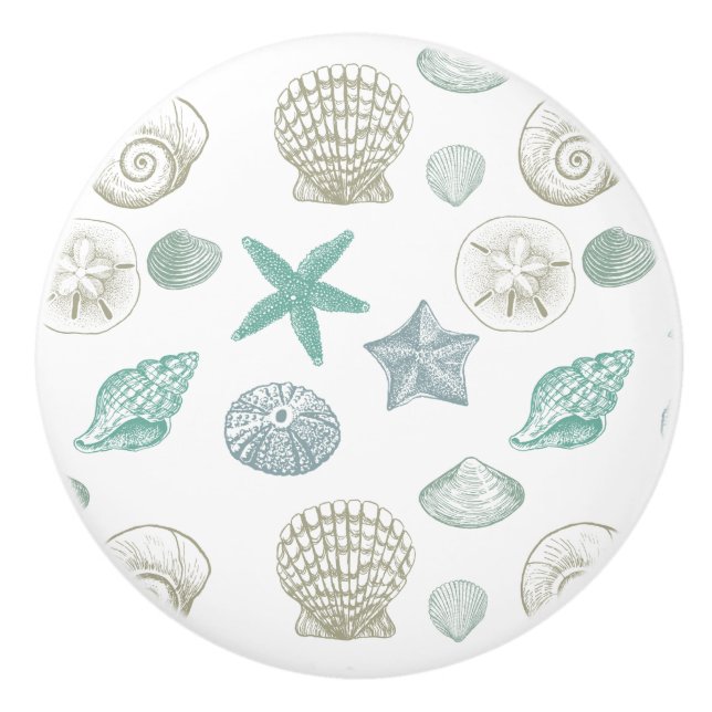 Bouton De Porte En Céramique Coques de mer (Devant)