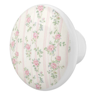 Bouton De Porte En Céramique Coquette Florale Rose