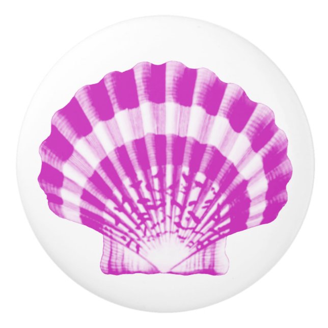 Bouton De Porte En Céramique Coquillage - orchidée et blanc (Devant)