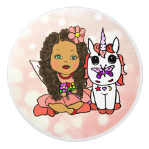 Coral Bokeh Fairy and Unicorn
