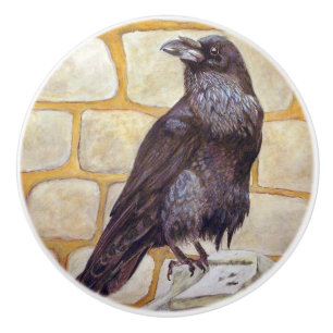 Bouton De Porte En Céramique Corbeau
