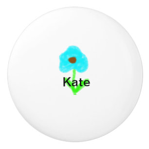 Bouton De Porte En Céramique Couleur d'eau bleu vert ajouter votre nom texte pe