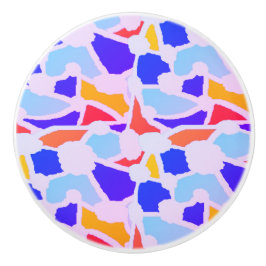 BOUTON DE PORTE EN CÉRAMIQUE COULEURS MIXTES MOTIFS PATCHWORK