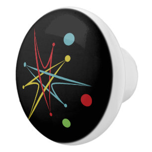 Bouton De Porte En Céramique Couleurs personnalisées de point rétro atomique de