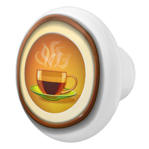Bouton De Porte En Céramique Coupe de café chaud.