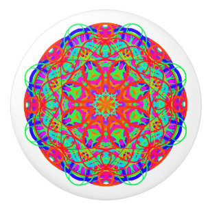 Bouton De Porte En Céramique Courbe colorée Mandala Boho
