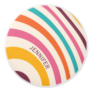 Bouton De Porte En Céramique Courbes de style rétro coloré