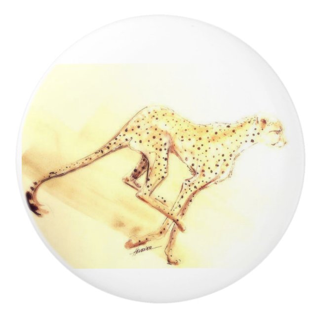 Bouton De Porte En Céramique Courir Cheetah (Devant)