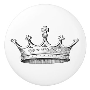 Bouton De Porte En Céramique Couronne gravée par cru
