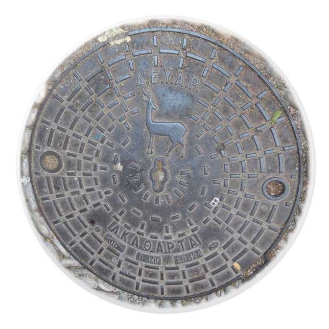 Bouton De Porte En Céramique Couvre-manteau antique route pavée (Devant)