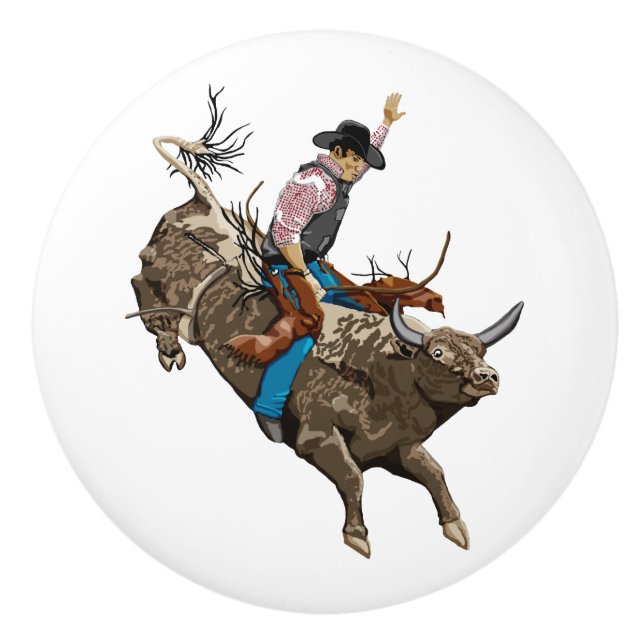 Bouton De Porte En Céramique Cowboy (Devant)