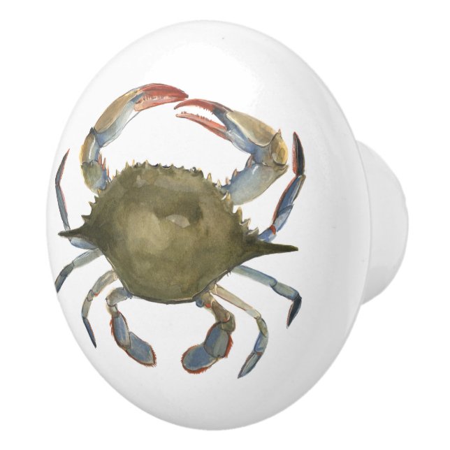 Bouton De Porte En Céramique Crabe d'aquarelle - gris (Droite)