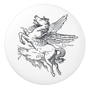 Bouton De Porte En Céramique Créature mythique de Pegasus
