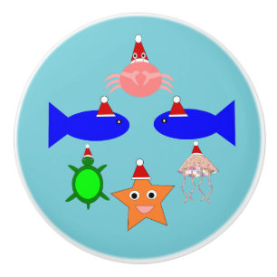Bouton De Porte En Céramique Créatures de la mer de Noël