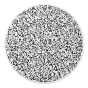 Bouton De Porte En Céramique Cristal de Druzy - couleur argentée