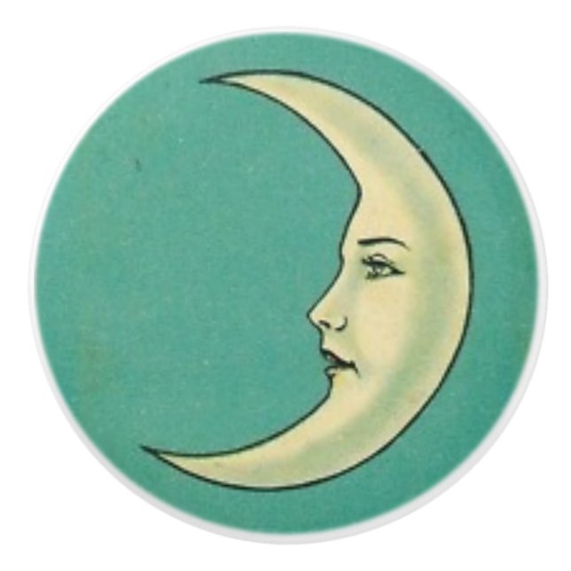 Bouton De Porte En Céramique Croissant de lune vintage (Devant)