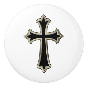Bouton De Porte En Céramique Croix chrétienne