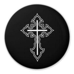 Bouton De Porte En Céramique Croix chrétienne