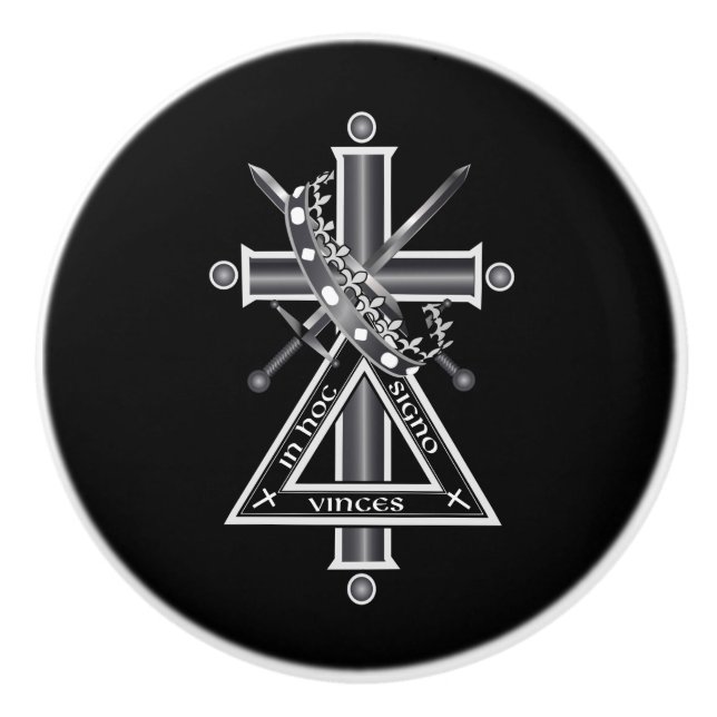 Bouton De Porte En Céramique Croix freemasonique (Devant)