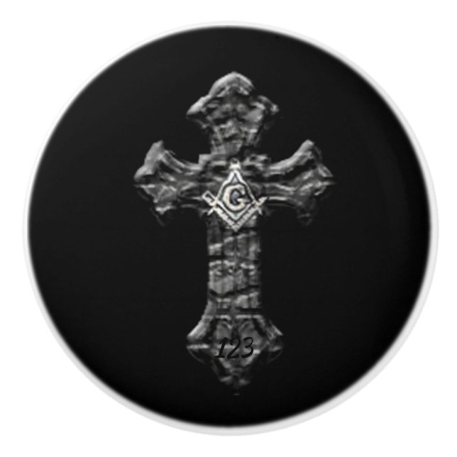 Bouton De Porte En Céramique Croix maçonnique (Devant)