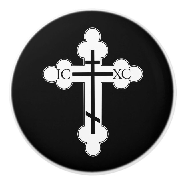 Bouton De Porte En Céramique Croix orthodoxe (Devant)