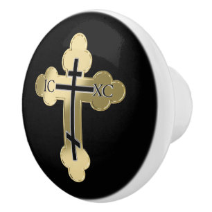 Bouton De Porte En Céramique Croix orthodoxe chrétienne