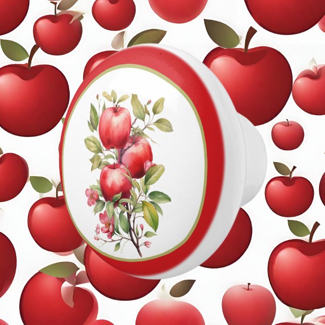 Bouton De Porte En Céramique Cuisine aux fruits de pomme mignonne (Créateur téléchargé)