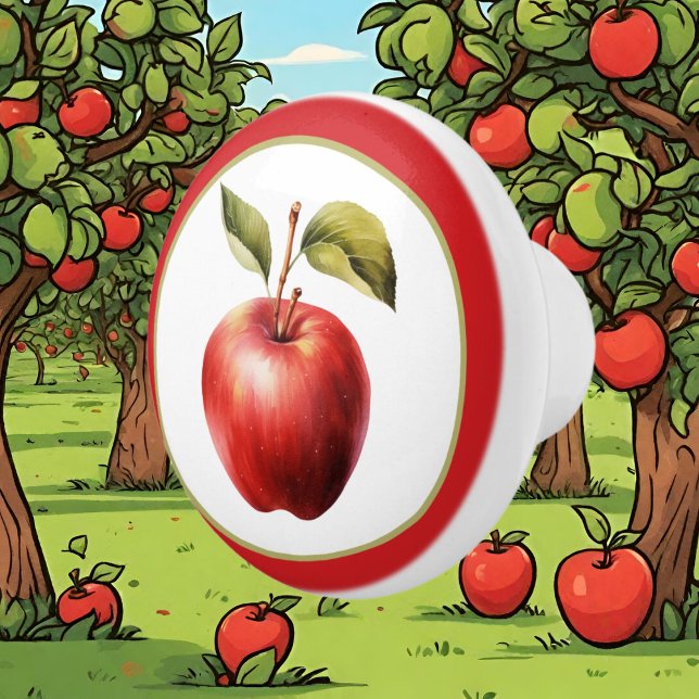Bouton De Porte En Céramique Cuisine aux fruits de pomme mignonne (Créateur téléchargé)