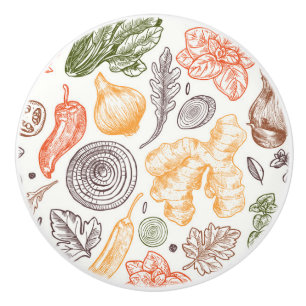 Bouton De Porte En Céramique Cuisine Garden Motif végétal