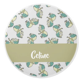 Bouton De Porte En Céramique Custom name cute horses pattern