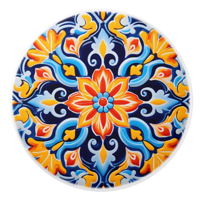 Bouton De Porte En Céramique Cute artisanat mexicain (Devant)